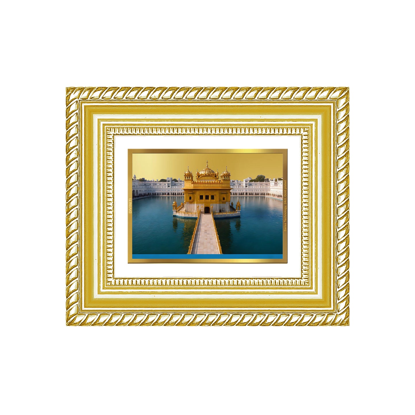 Diviniti 24K Gold Plated Golden Temple Divine Table Top Frame for Home Mandir & Office Decor | Luxury Spiritual Gift