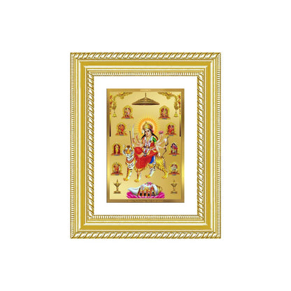 Diviniti 24K Gold Plated Nav Durga (Classic) Divine Wall and Table Top Frame for Home Mandir & Office Decor | Luxury Spiritual Gift