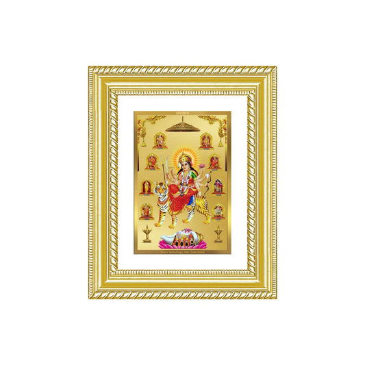 Diviniti 24K Gold Plated Nav Durga (Classic) Divine Wall and Table Top Frame for Home Mandir & Office Decor | Luxury Spiritual Gift