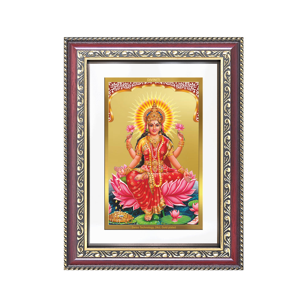Diviniti 24K Gold Plated Lakshmi (Classic) Divine Wall Frame for Home Mandir & Office Decor | Luxury Spiritual Gift