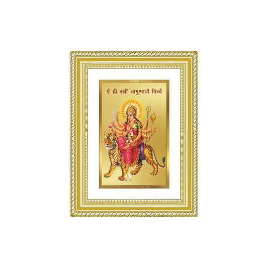 Diviniti 24K Gold Plated Durga With Mantra (Classic) Divine Wall Frame for Home Mandir & Office Decor | Luxury Spiritual Gift