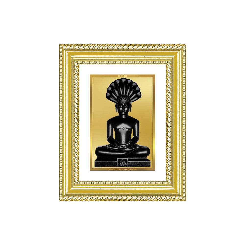Diviniti 24K Gold Plated Parshvanath (Classic) Divine Wall and Table Top Frame for Home Mandir & Office Decor | Luxury Spiritual Gift