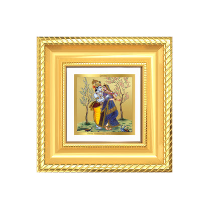 Diviniti Radha Krishna Tabletop Photo Frame in 24K Gold Plated Foil | Love, Devotion & Divine Harmony | DG015S1A (10x10 CM)