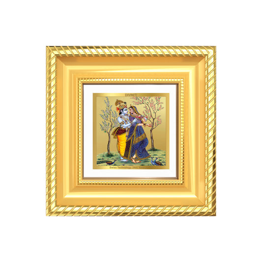 Diviniti Radha Krishna Tabletop Photo Frame in 24K Gold Plated Foil | Love, Devotion & Divine Harmony | DG015S1A (10x10 CM)