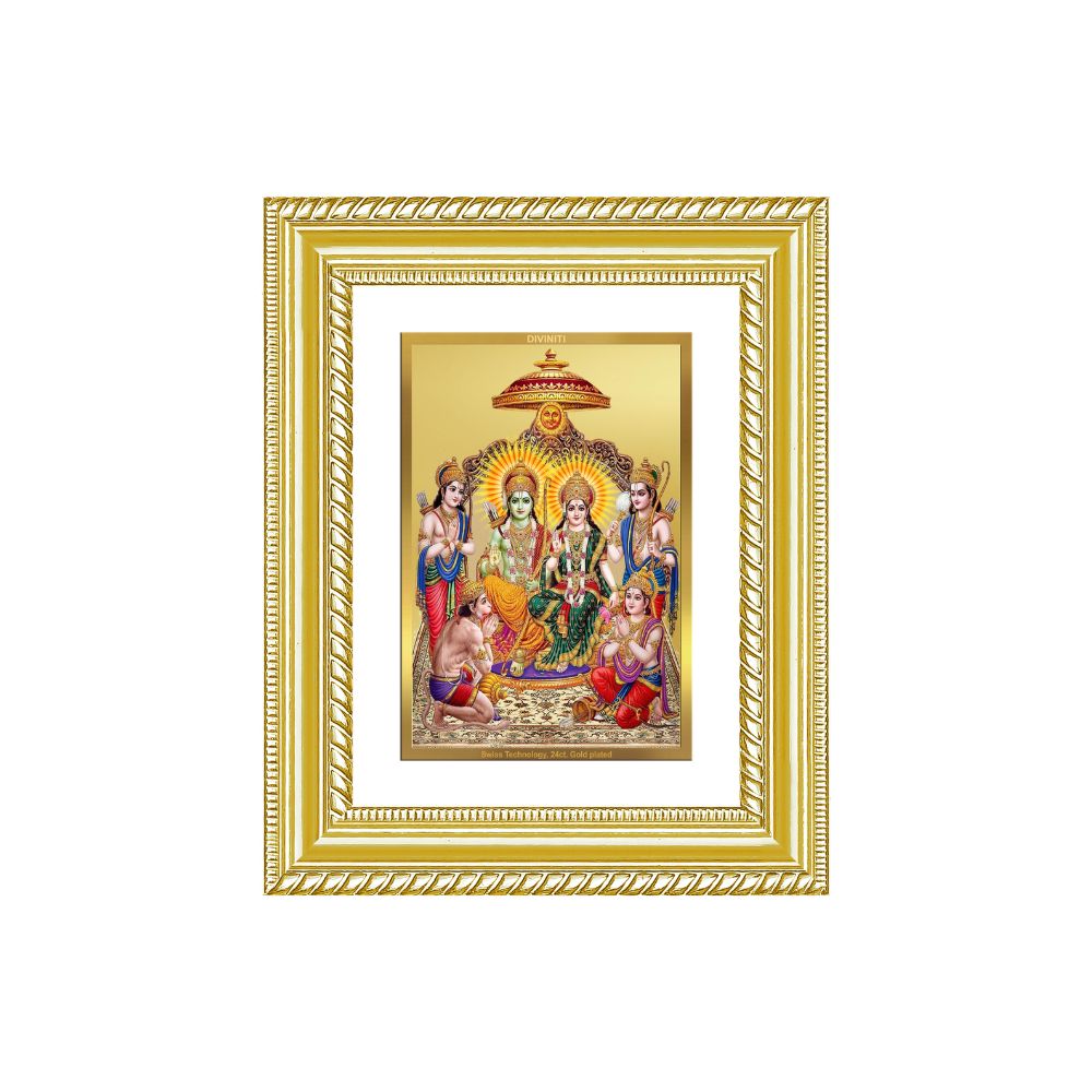Diviniti 24K Gold Plated Ram Darbar Divine Wall and Table Top Frame for Home Mandir & Office Decor | Luxury Spiritual Gift