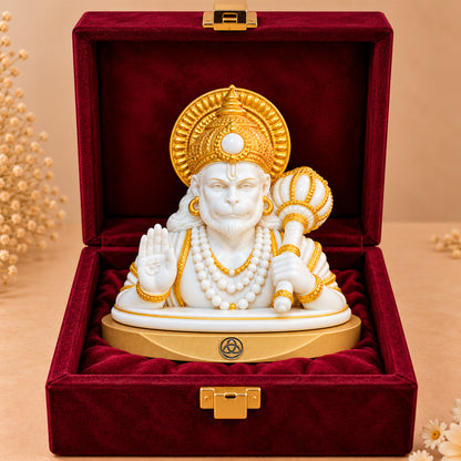24K Gold-Plated Hanuman Ji Resin Idol for Car, Home & Office | Premium Gift Box | 8 x 7.5 CM