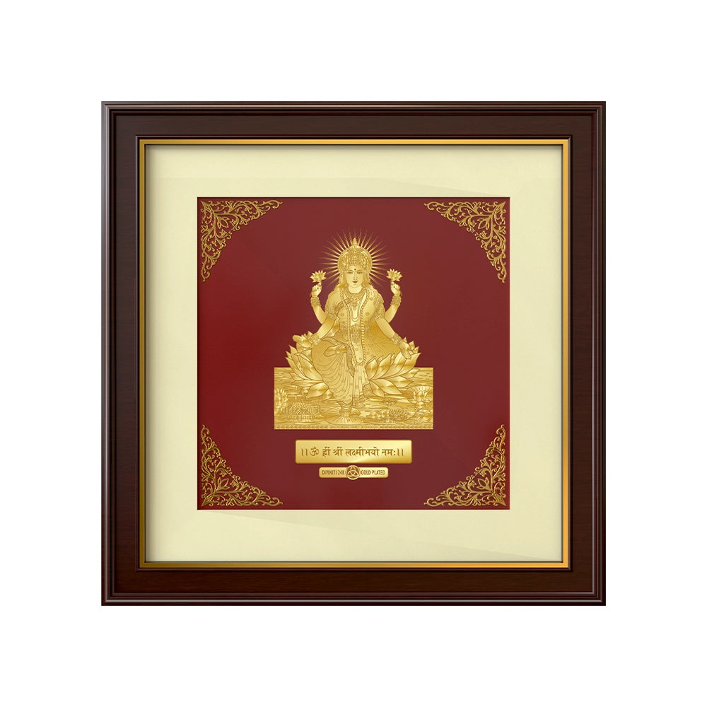Lakshmi Ji | Divine Blessings and Prosperity Gold on Gold Wall Hanging Frame in 24K Gold Plated Foil