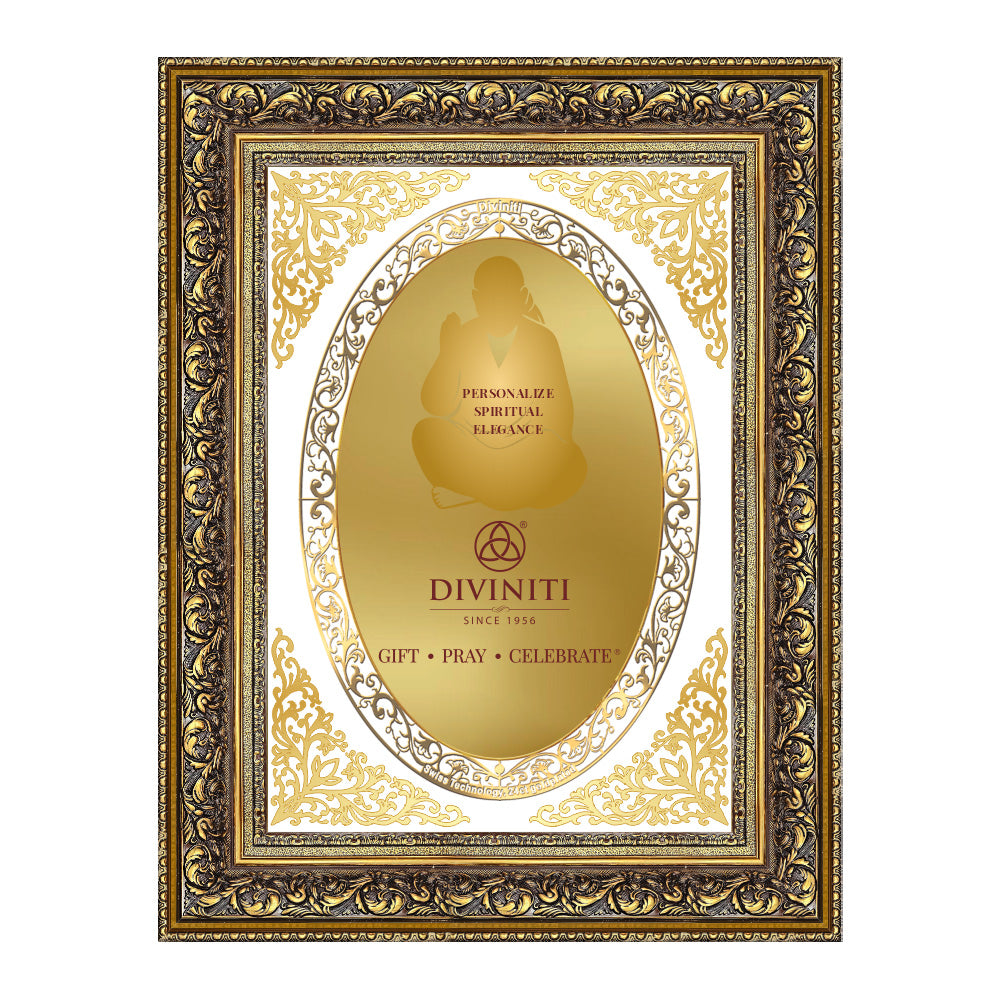 Diviniti Double Glass Frame Personalised Wall Mount Photo Frame in 24K Gold Plated Foil