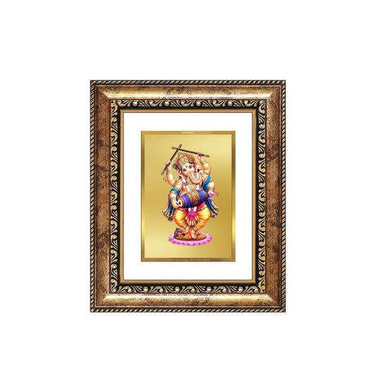 Diviniti 24K Gold Plated Dancing Ganesha Divine Table Top Frame for Home Mandir & Office Decor | Luxury Spiritual Gift