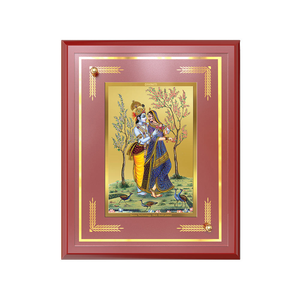 Diviniti 24K Gold Plated Radha Krishna Blessing Tabletop Photo Frame | Love, Devotion & Divine Grace