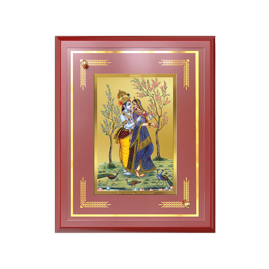Diviniti 24K Gold Plated Radha Krishna Blessing Tabletop Photo Frame | Love, Devotion & Divine Grace