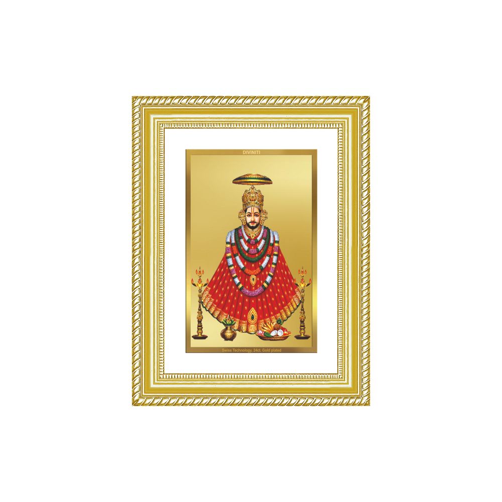 Diviniti 24K Gold Plated Khatu Shyam (Classic) Divine Wall Frame for Home Mandir & Office Decor | Luxury Spiritual Gift