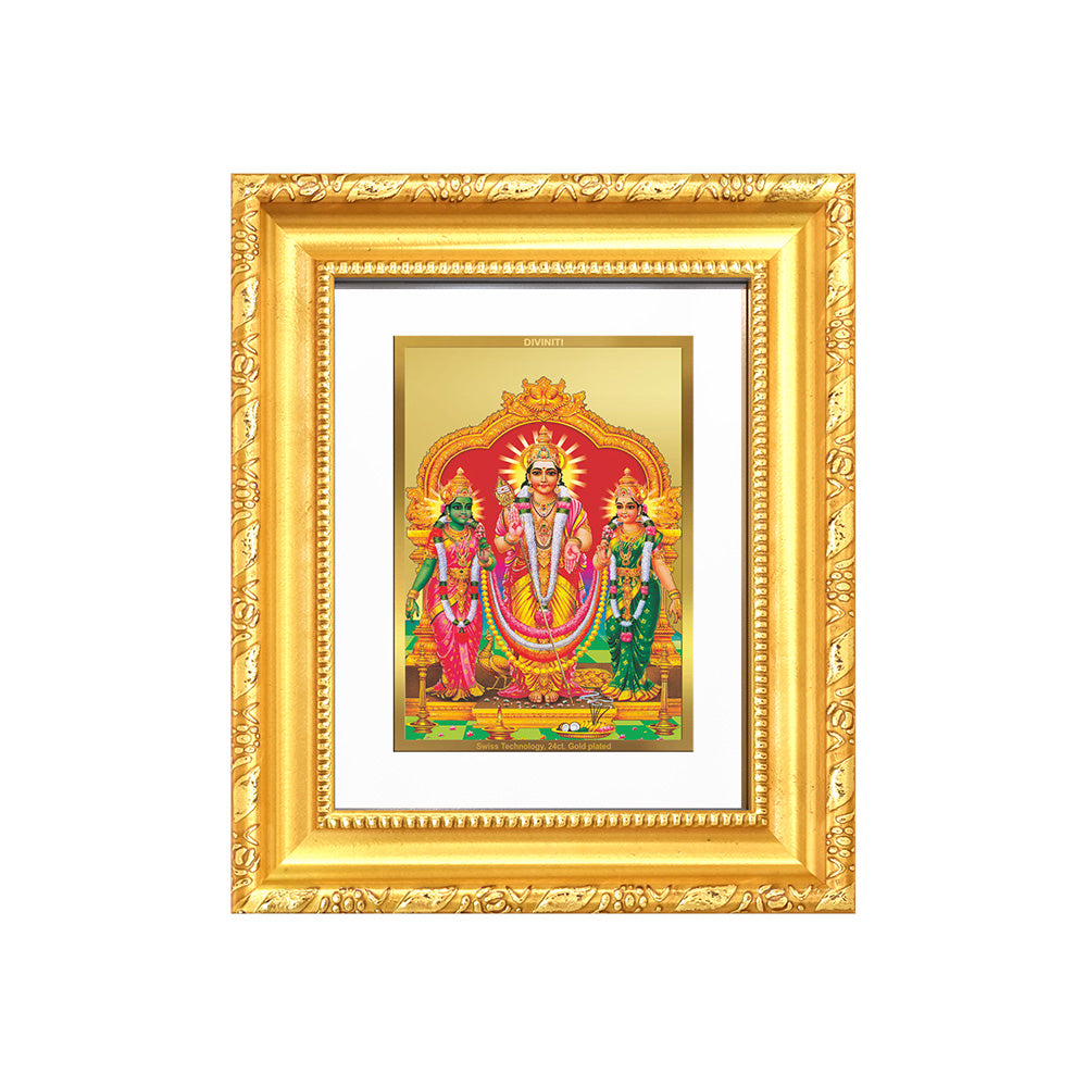 Diviniti 24K Gold Plated Murugan Velli |Divine Table Top Frame for Home Mandir & Office Decor | Luxury Spiritual Gift