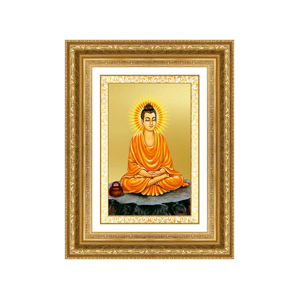 Diviniti 24K Gold Plated Buddha (Classic) Divine Wall Frame for Home Mandir & Office Decor | Luxury Spiritual Gift
