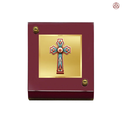 Holy Cross | Divine Christian Cross Car Dashboard & Tabletop Photo Frame in 24K Gold Plated Foil