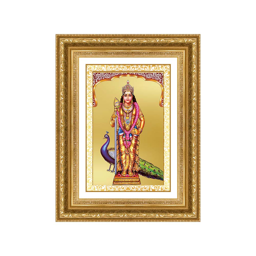 Diviniti 24K Gold Plated Murugan (Classic) Divine Wall Frame for Home Mandir & Office Decor | Luxury Spiritual Gift