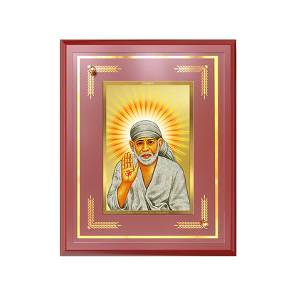 Diviniti 24K Gold Plated Sai Baba Blessing Pose Tabletop Photo Frame | Faith, Peace & Divine Grace