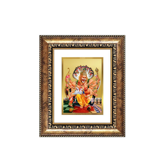 Diviniti 24K Gold Plated Narasimha Divine Table Top Frame for Home Mandir & Office Decor | Luxury Spiritual Gift