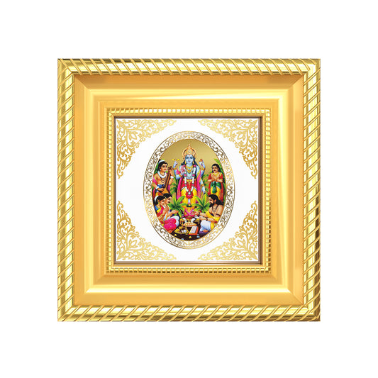 Lord Satyanarayan | Divine Vishnu Form Royal Tabletop Photo Frame in 24K Gold Plated Foil