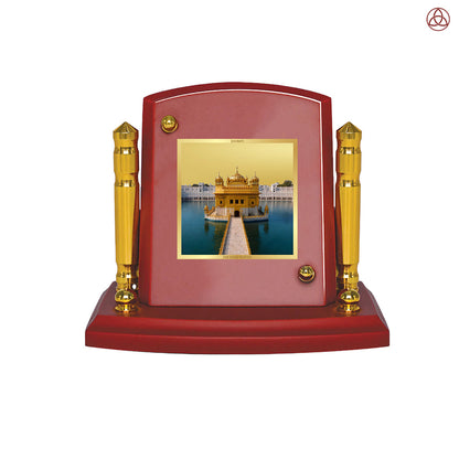 Sachkhand Shri Darbar Sahib -Golden Temple | Sacred Sikh Shrine Car Dashboard Frame in 24K Gold Plated Foil
