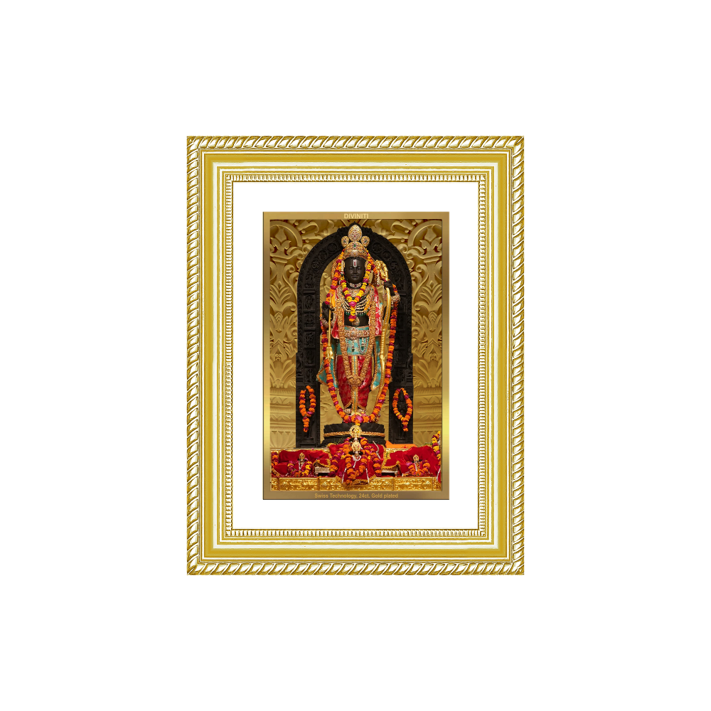 Diviniti 24K Gold Plated Ram Lalla (Classic) Divine Wall Frame for Home Mandir & Office Decor | Luxury Spiritual Gift