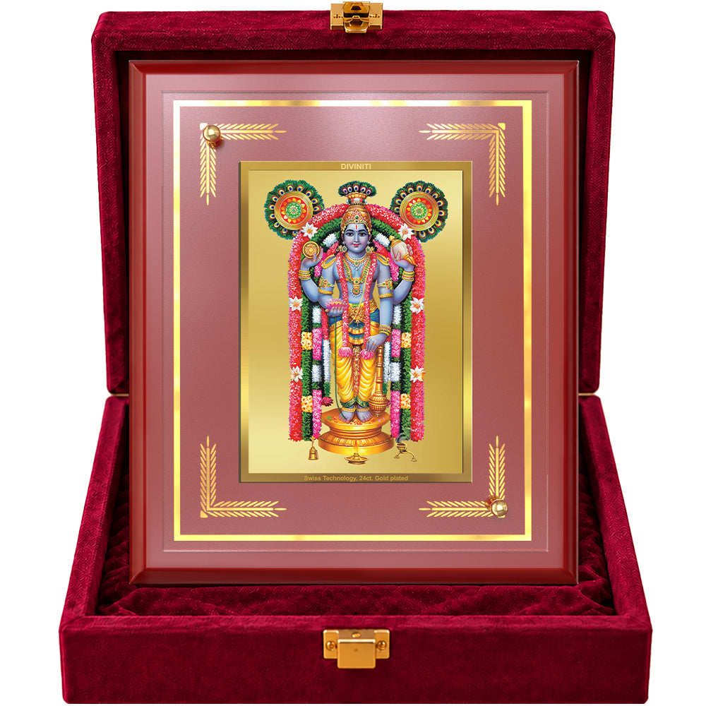 24K Gold-Plated Guruvayurappan MDF Frame | Premium Gift Box | 26x20 CM