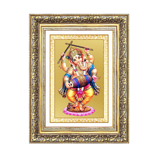 Diviniti 24K Gold Plated Dancing Ganesha (Classic) Divine Wall Frame for Home Mandir & Office Decor | Luxury Spiritual Gift