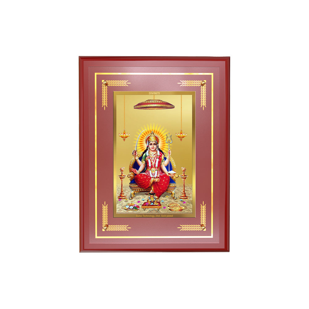 Diviniti Santoshi Mata Wall Photo Frame in 24K Gold Plated Foil | Peace, Contentment & Divine Blessings