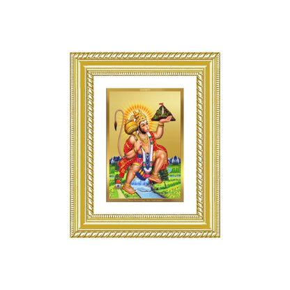 Diviniti 24K Gold Plated Hanuman With Mountain (Classic) Divine Wall and Table Top Frame for Home Mandir & Office Decor | Luxury Spiritual Gift