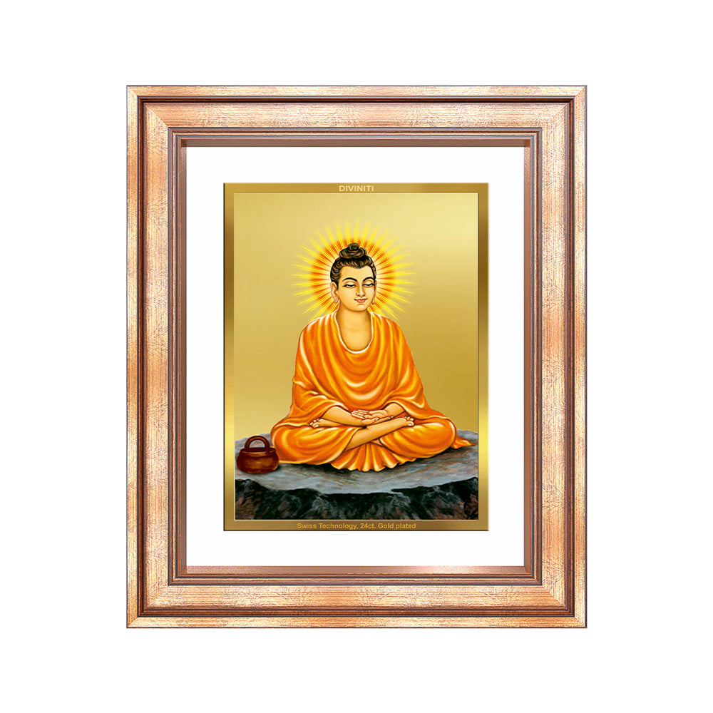Diviniti 24K Gold Plated Buddha (Classic) Divine Wall Frame for Home Mandir & Office Decor | Luxury Spiritual Gift