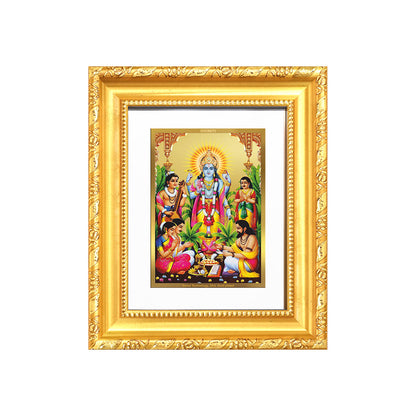 Diviniti 24K Gold Plated Satyanarayan |Divine Table Top Frame for Home Mandir & Office Decor | Luxury Spiritual Gift