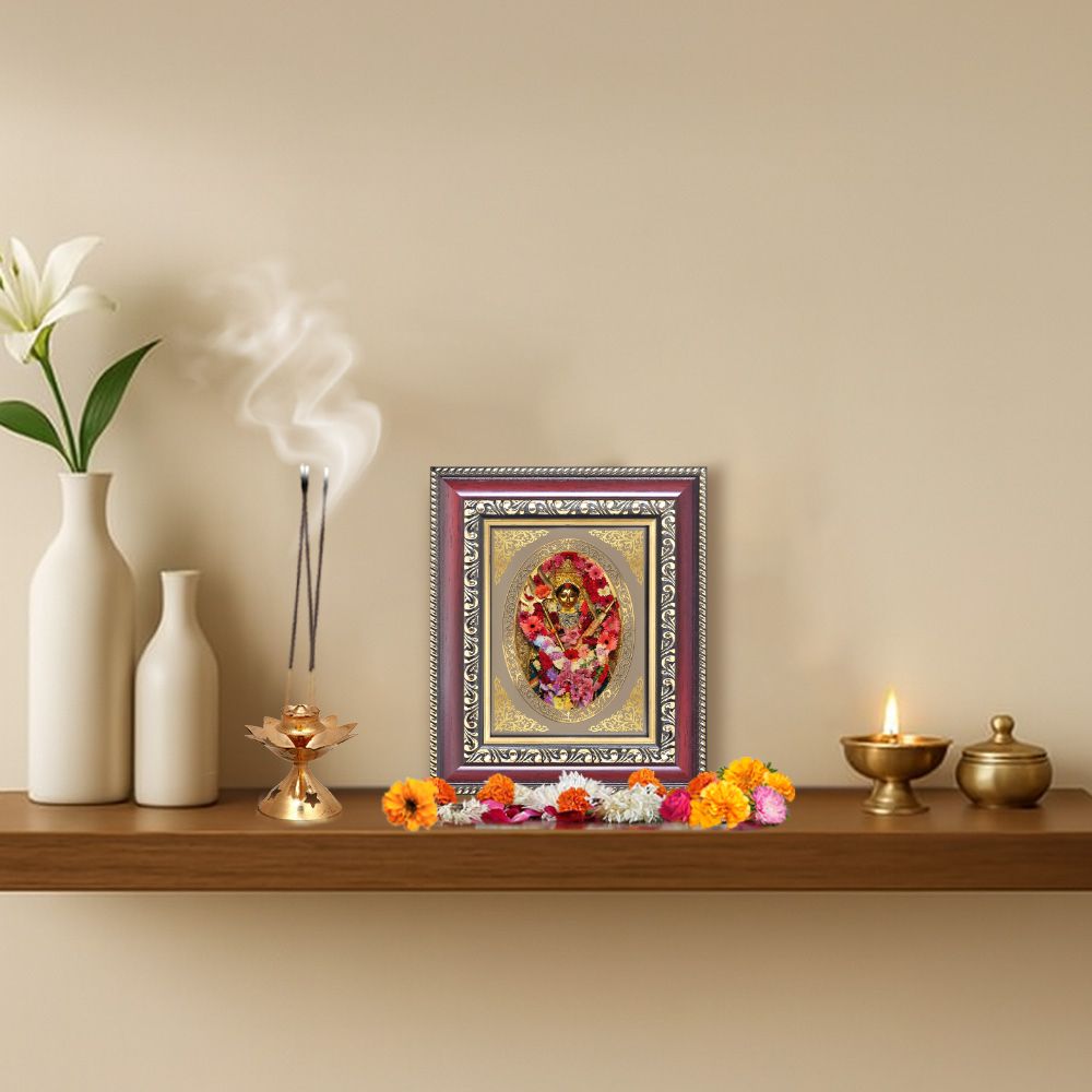 Maa Katyayani Divine Durga Form Sacred Courage & Marriage Blessings Royal Tabletop Frame in 24K Gold Plated Foil