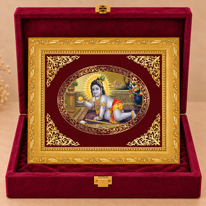 24K Gold-Plated Laddu Gopal Frame | Premium Gift Box | 16x13.5 CM