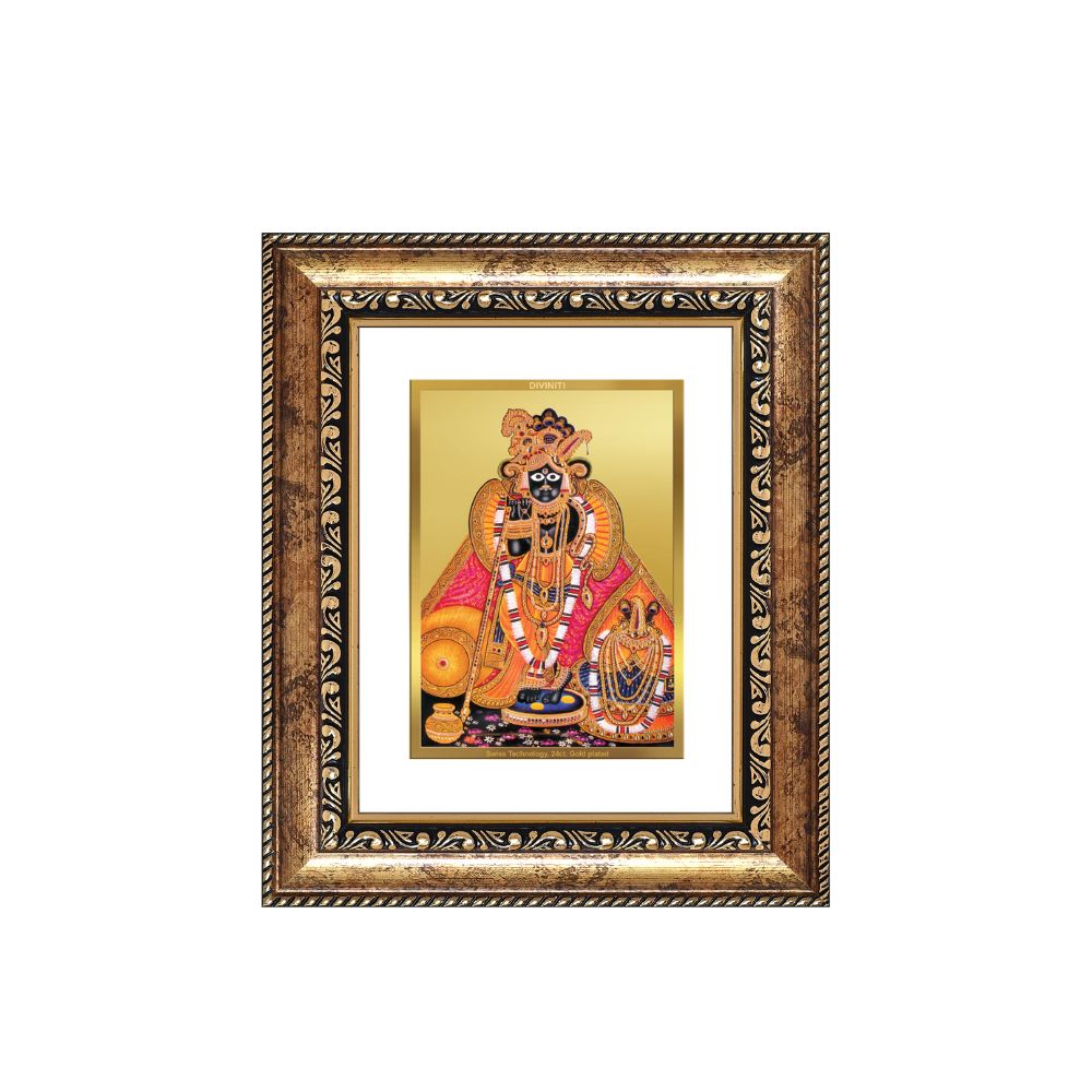 Diviniti 24K Gold Plated Banke Bihari Ji Divine Table Top Frame for Home Mandir & Office Decor | Luxury Spiritual Gift