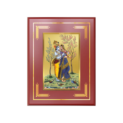 Radha Krishna with Flute | Lord Krishna Wall and Tabletop Photo Frame in 24K Gold Plated Foil