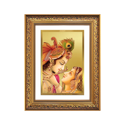 Radha Krishna with Flute | Lord Krishna Wall Mount Photo Frame in 24K Gold Plated Foil