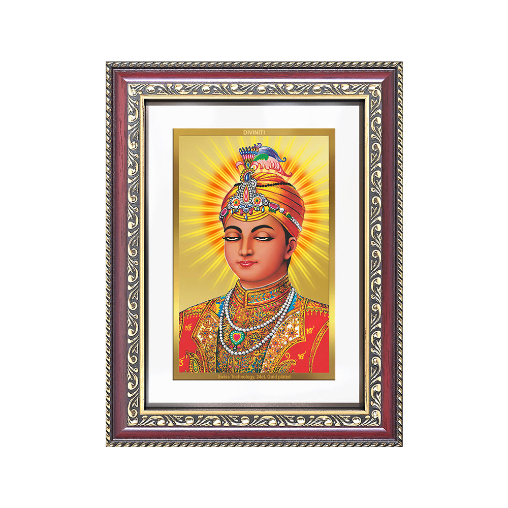 Diviniti 24K Gold Plated Guru Harkrishan Sahib Ji (Classic) Sacred Sikh Wall Frame for Home Decor & Office Ambiance | Premium Spiritual Gift