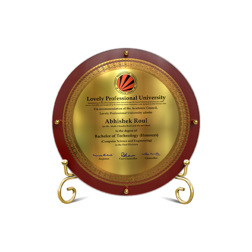 Diviniti Customized MDF Memento with Matter Printed on 24K Gold Plated Foil | Luxury Personalized Award | Premium Corporate Gift Plaque