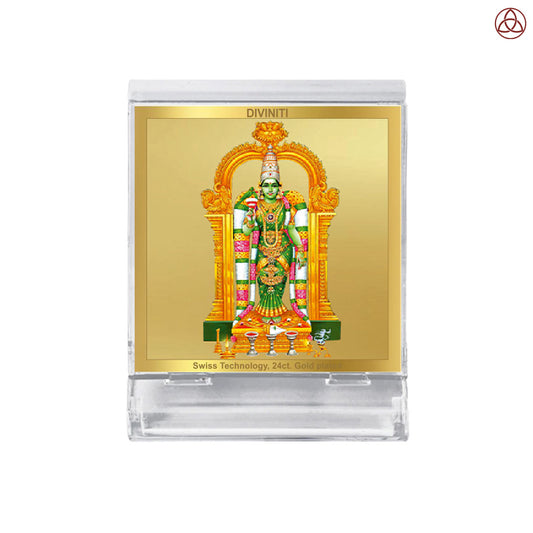 Goddess Meenakshi | Divine Goddess Car Dashboard & Tabletop Photo Frame in 24K Gold Plated Foil