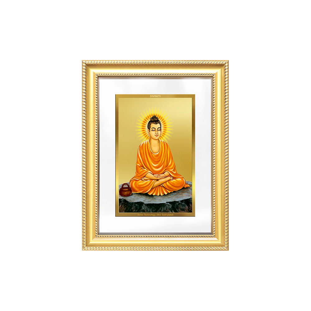 Diviniti 24K Gold Plated Buddha (Classic) Divine Wall Frame for Home Mandir & Office Decor | Luxury Spiritual Gift