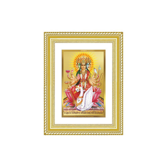 Diviniti 24K Gold Plated Gayatri Maa (Classic) Divine Wall Frame for Home Mandir & Office Decor | Luxury Spiritual Gift