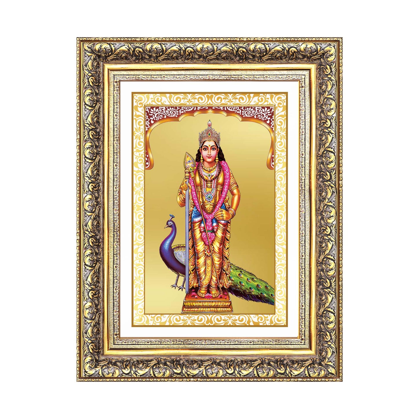 Diviniti 24K Gold Plated Murugan (Classic) Divine Wall Frame for Home Mandir & Office Decor | Luxury Spiritual Gift