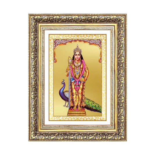 Diviniti 24K Gold Plated Murugan (Classic) Divine Wall Frame for Home Mandir & Office Decor | Luxury Spiritual Gift