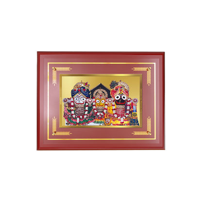Diviniti 24K Gold Plated Lord Jagannath, Subhadra & Balabhadra Blessing Tabletop Photo Frame | Divine Protection, Harmony & Spiritual Grace