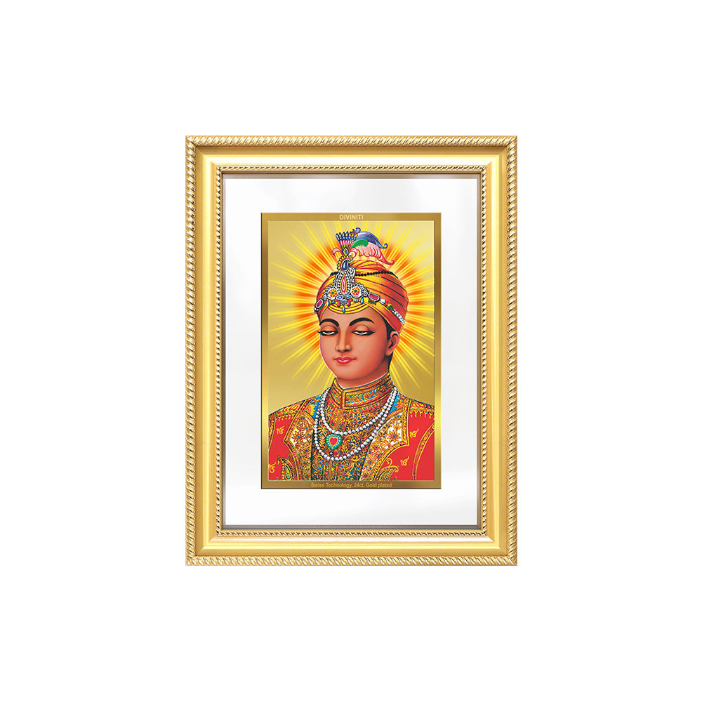 Diviniti 24K Gold Plated Guru Harkrishan Sahib Ji (Classic) Sacred Sikh Wall Frame for Home Decor & Office Ambiance | Premium Spiritual Gift