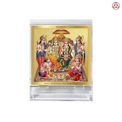 Ram Darbar | Divine Ram Parivar Car Dashboard & Tabletop Photo Frame in 24K Gold Plated Foil