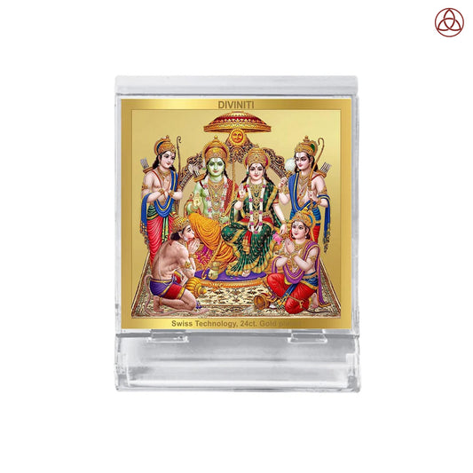 Ram Darbar | Divine Ram Parivar Car Dashboard & Tabletop Photo Frame in 24K Gold Plated Foil