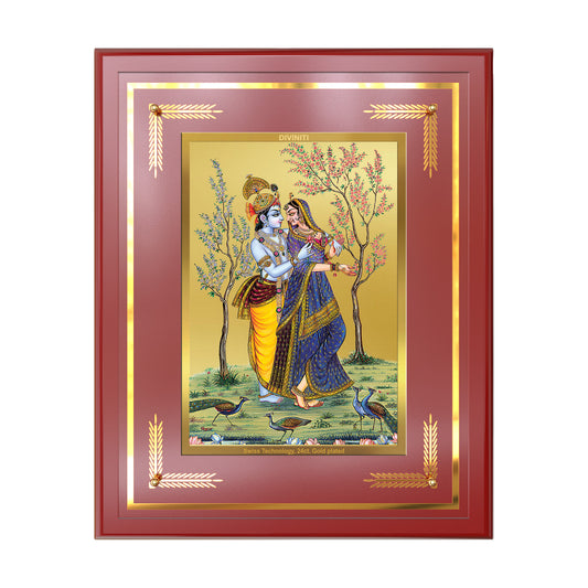 Radha Krishna | Divine Love Eternal Wall Mount Photo Frame in 24K Gold Plated Foil