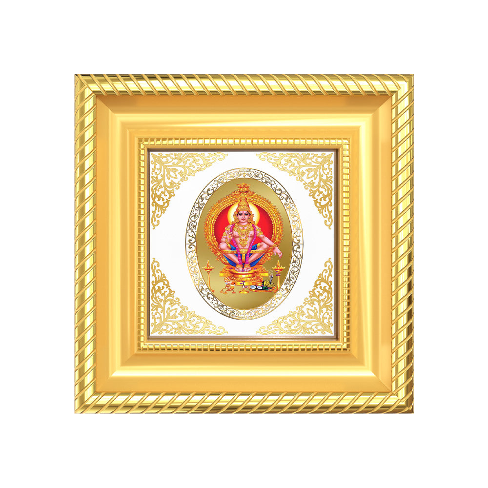 Lord Ayyapan | Divine Hindu God Royal Tabletop Photo Frame in 24K Gold Plated Foil