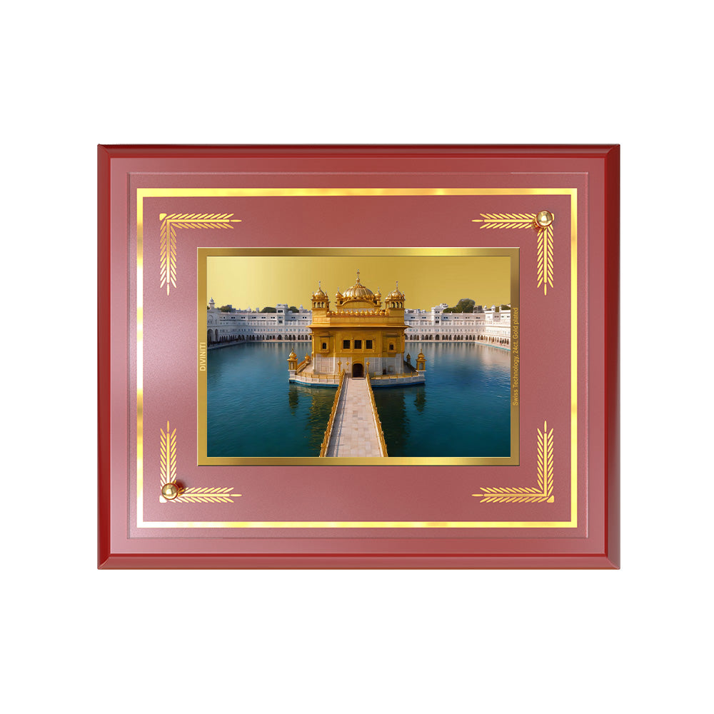 Sachkhand Shri Darbar Sahib Ji | Golden Temple | Sacred Sikh Shrine Wall and Tabletop Photo Frame in 24K Gold Plated Foil